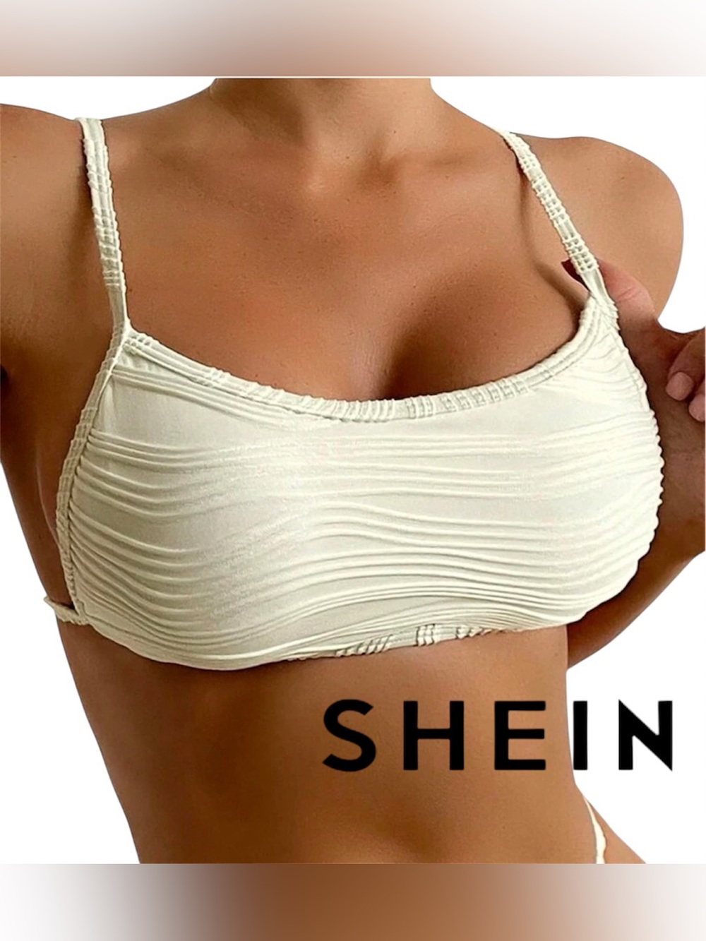 WOMEN’S CREAM BIKINI TOP ADJUSTABLE SHEIN